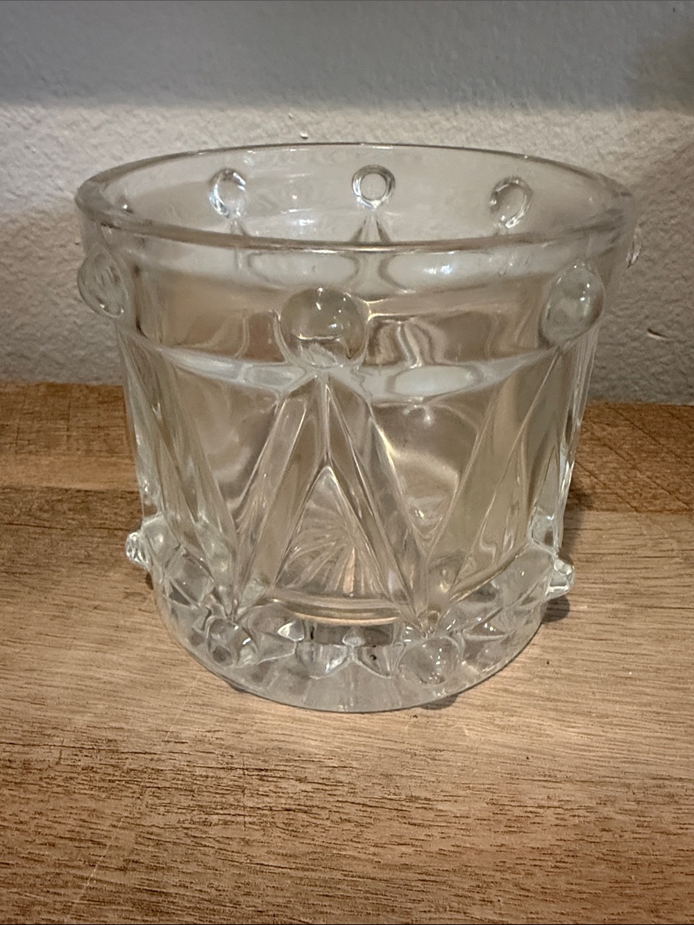 Vintage Clear Glass Decorative Ice Bucket or candy dish - looks like Teleflora